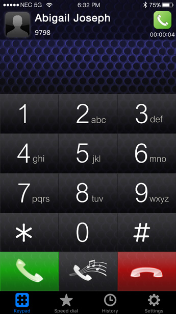 Call controll screen